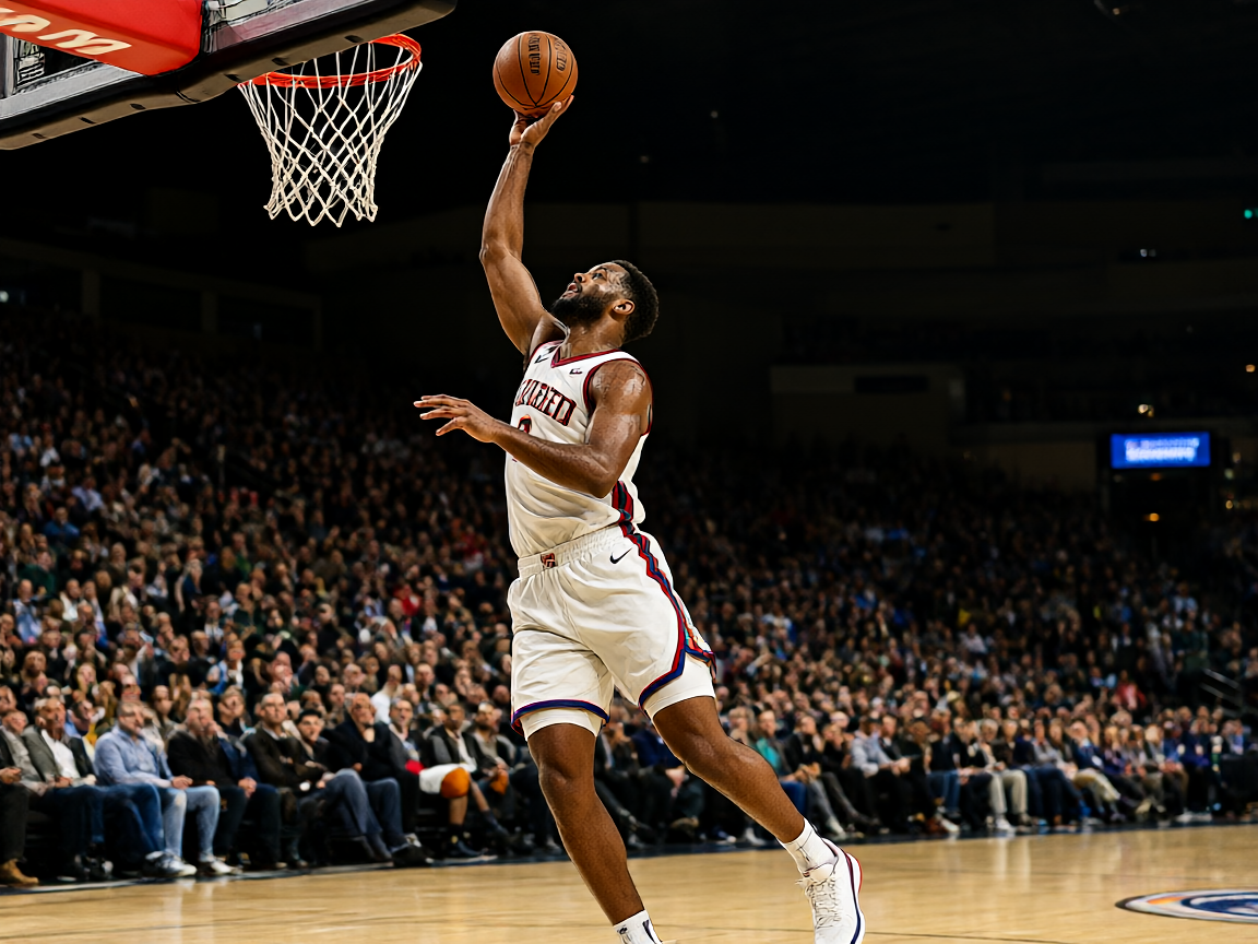 NBA篮球比赛现场,球员在球场上激烈拼抢,观众热情高涨